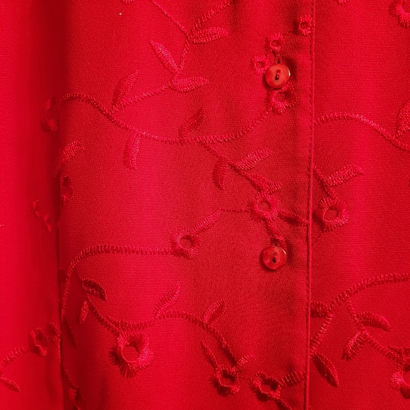 🎳 Bright red Sarah Bentley Embroidered long sleeve blouse XL - Picture 5 of 5